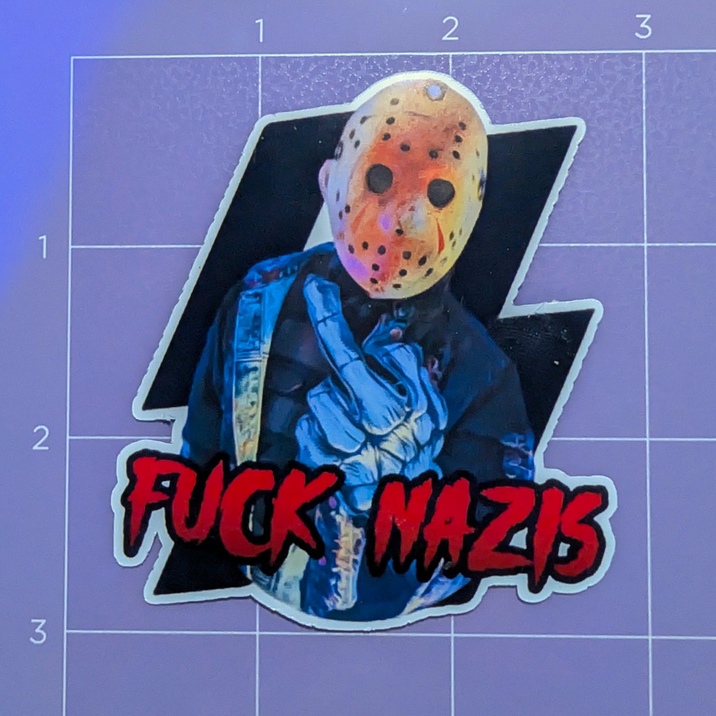 Fuck Nazis Jason Voorhees Die Cut Glossy Waterproof Sticker