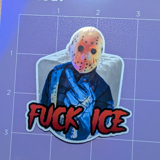 Fuck ICE Jason Voorhees Die Cut Glossy Waterproof Sticker