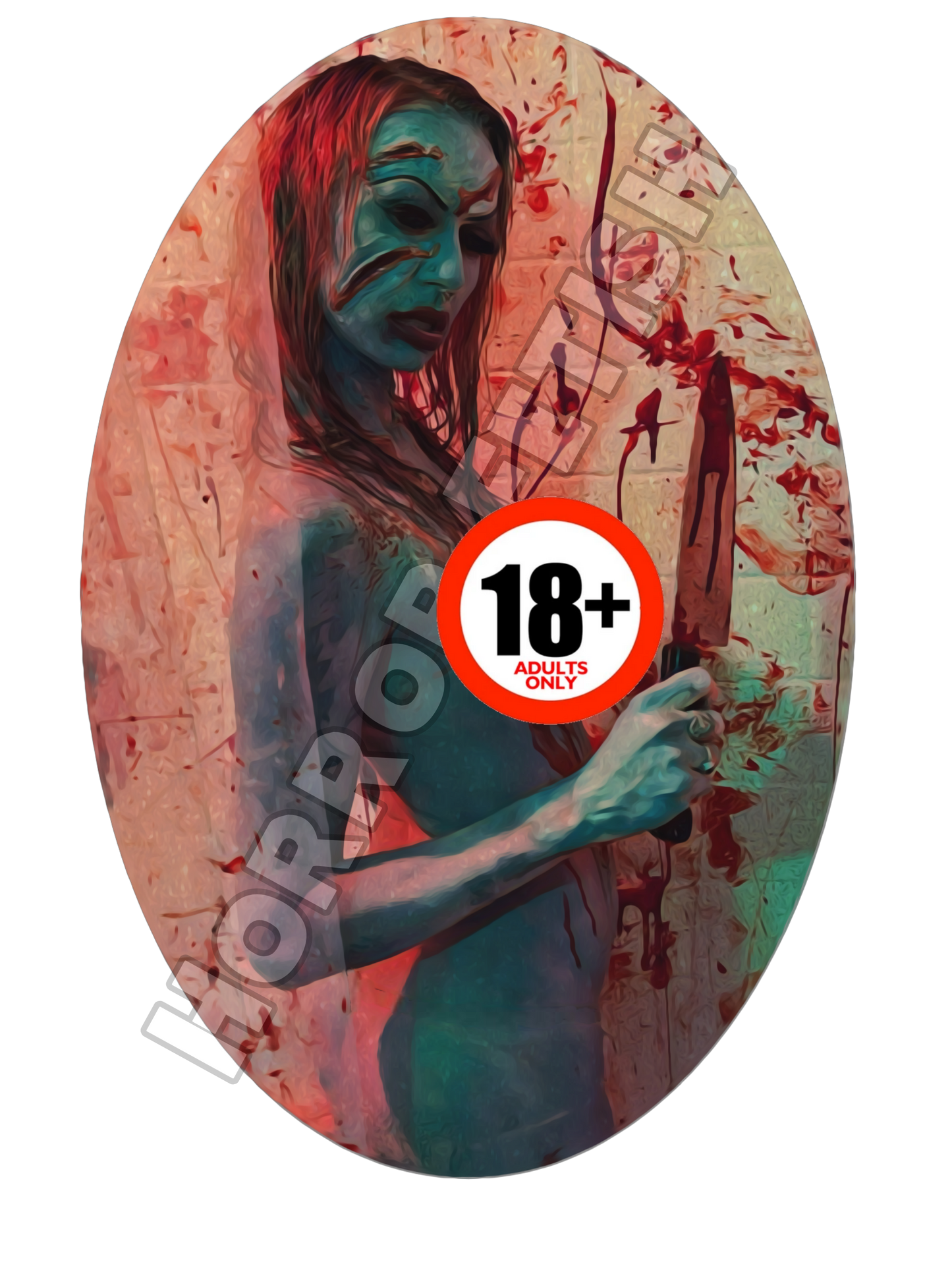 Angry Princess Oval Die Cut Glossy Waterproof Sticker