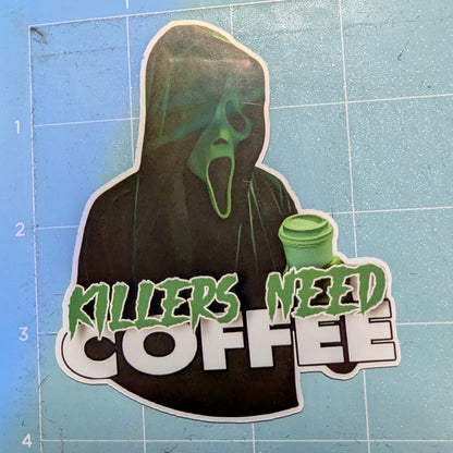 Killers Need Coffee Ghostface Die Cut Glossy Waterproof Sticker