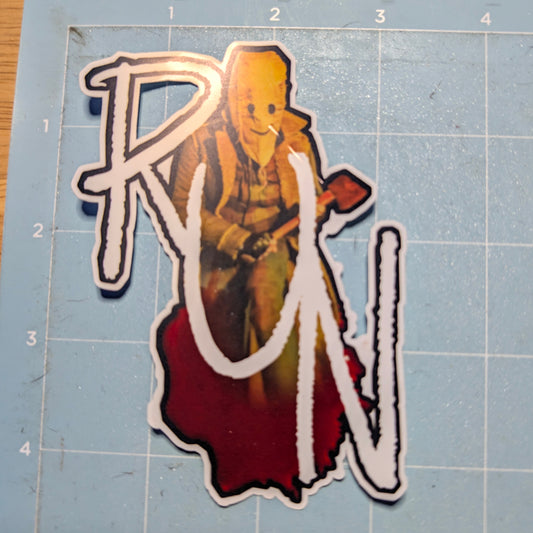 Run The Strangers Die Cut Glossy Waterproof Sticker