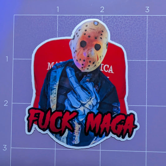 Fuck MAGA Jason Voorhees Die Cut Glossy Waterproof Sticker